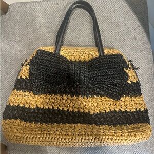 Kate Spade Black and Tan Satchel with Bow Detail